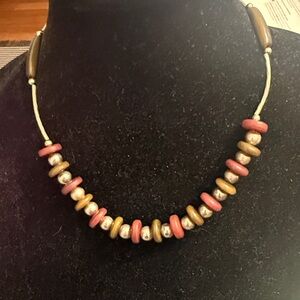 Lovely Beaded Necklace with Silver Accents. ~18”